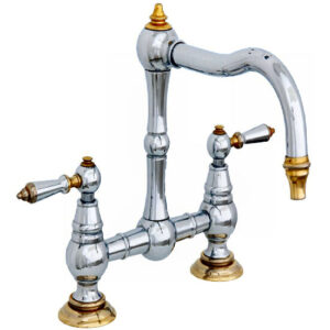 JUEGO COCINA MESADA LINEA OSLO LEVER CROMO/ORO LA OVAL