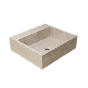 BACHA DE TRAVERTINO RECTANGULAR 3 AGUJEROS 44X37CM VERERI