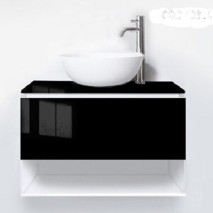 VANITORY COLGANTE C / MESADA 60X45 NEGRO STAMPATO