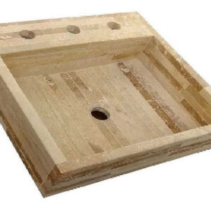 BACHA DE APOYO TRAVERTINO 50X40 1- 3 AGUJEROS ARTESANAL