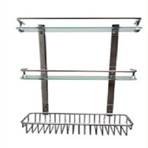 REPISA TRIPLE METAL/VIDRIO/VIDRIO DE BRONCE CROMADO KURYMAR