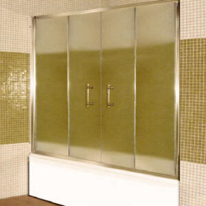 MAMPARA 4 HOJAS VIDRIO TEMPLADO TRASLUCIDO CROMO DE 180X140 GORENA