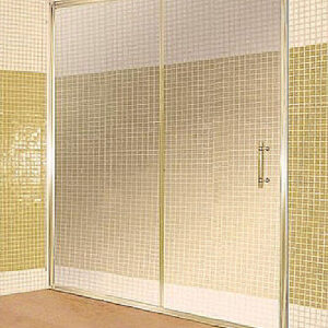 MAMPARA DE 2 HOJAS VIDRIO TEMPLADO TRASLUCIDO CROMO 110X180 GORENA