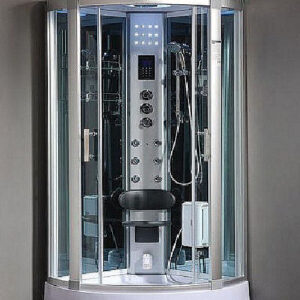 CABINA DE DUCHA VIDRIO TEMPLADO TRASLUCIDO LINEA TAJO CON VAPOR 95X95 GORENA